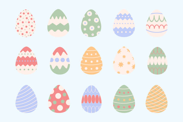 set of easter eggs illustration. easter eggs icons. easter day festival. vector illustration - feast day spring light animal egg stock illustrations