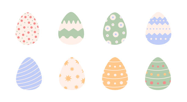 set of easter eggs illustration. easter eggs icons. easter day festival. vector illustration - feast day spring light animal egg stock illustrations