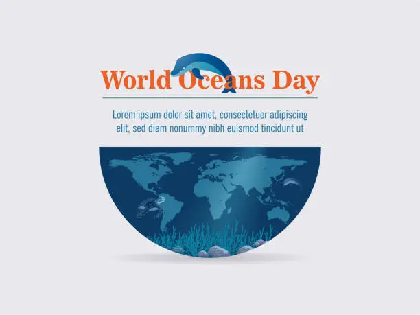 Vector illustration of World Oceans Day