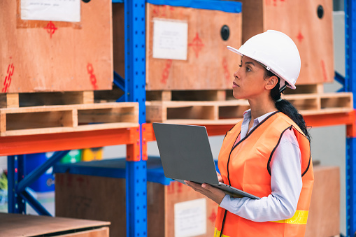 the worker is depicted amidst the organized chaos of a bustling warehouse, engaged in tasks such as inventory management, order fulfillment, or logistical operations.