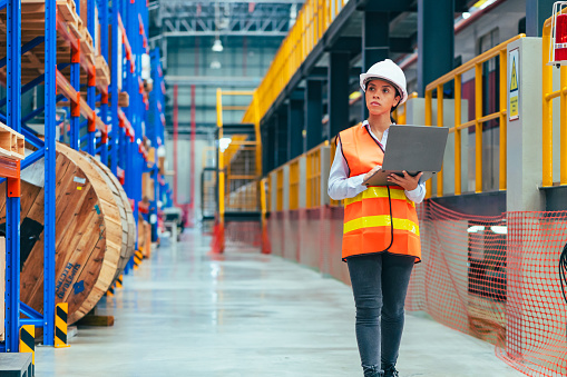 the worker is depicted amidst the organized chaos of a bustling warehouse, engaged in tasks such as inventory management, order fulfillment, or logistical operations.