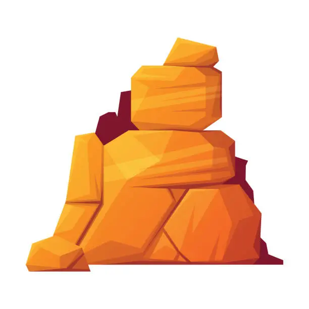 Vector illustration of Rock and Stone Boulder Stack as Desert Landscape Element Vector Illustration