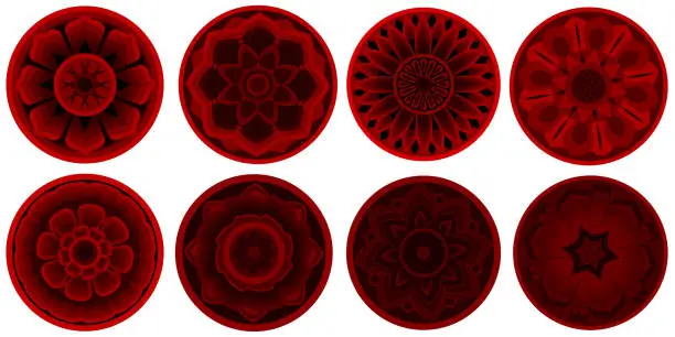 Vector illustration of Red Flower with Curve and circle Pack