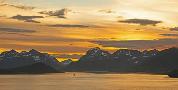 Summer and midnightsun in Troms area Norway.