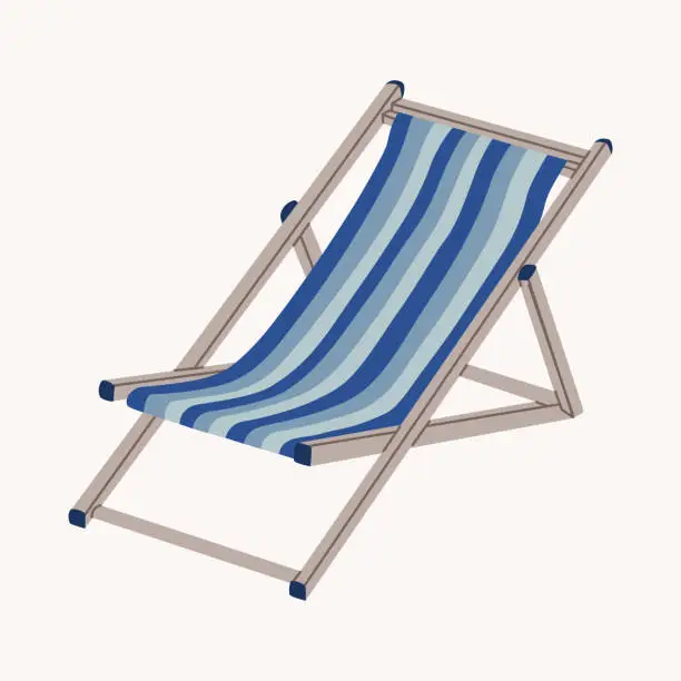 Vector illustration of Beach chair. Striped deck chair, summer furniture.
