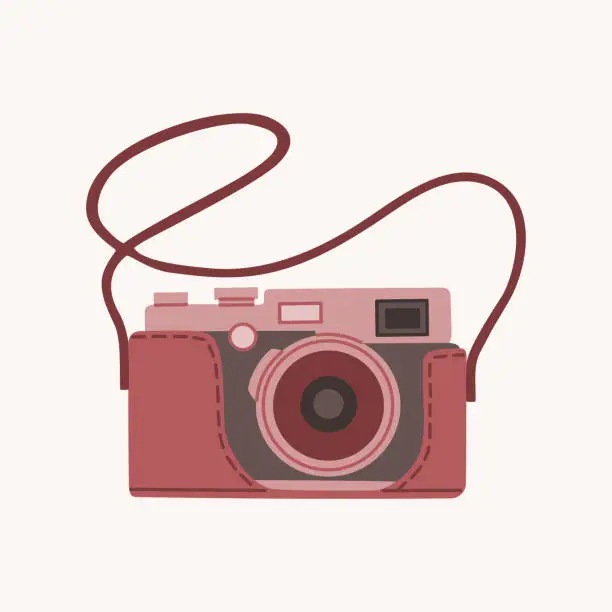 Vector illustration of Hanging retro photo camera.