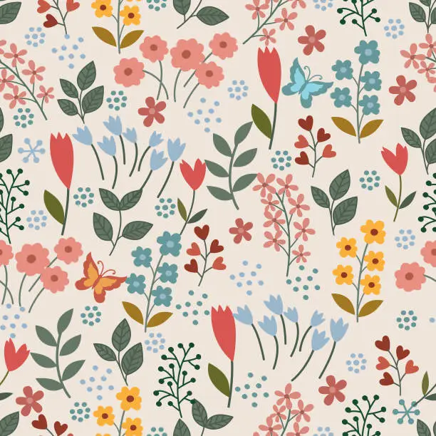 Vector illustration of Floral seamless pattern .