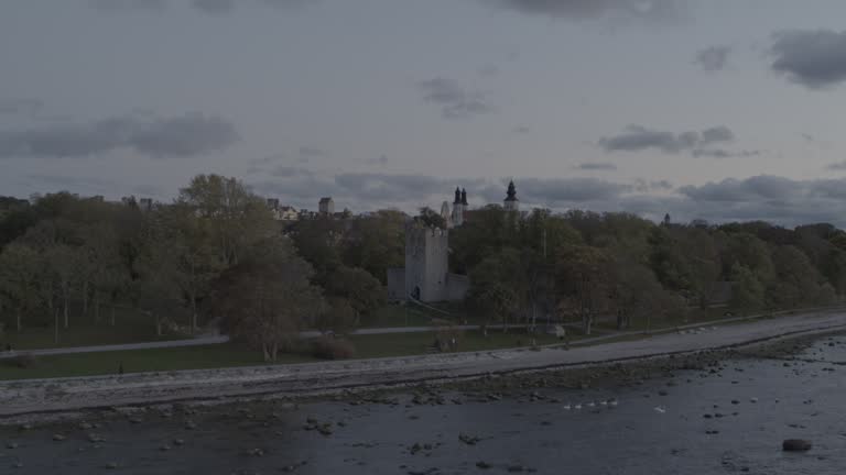 Drone over the Swedish island Gotland, in the town Visby.