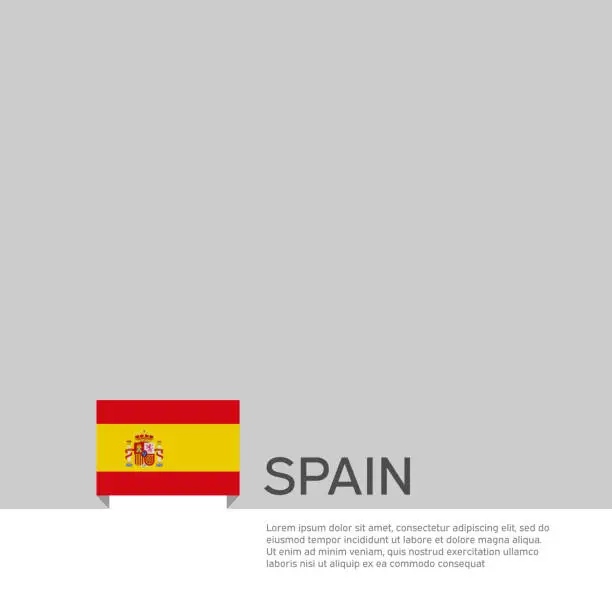 Vector illustration of Spain flag background. State patriotic spanish banner, cover. Document template with spain flag on white background. National poster. Business booklet. Vector illustration, simple laconic design