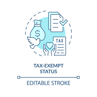 Tax exempt status soft blue concept icon. Tax deduction for non profit organization. Steps to start NPO. Round shape line illustration. Abstract idea. Graphic design. Easy to use in article