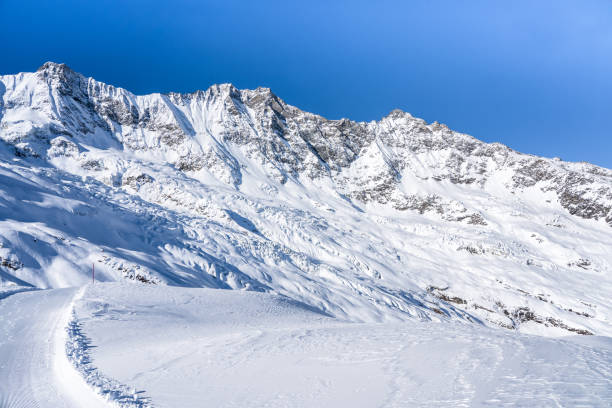 Winter snow covered mountain Allalin, Saas-Fee, Switzerland