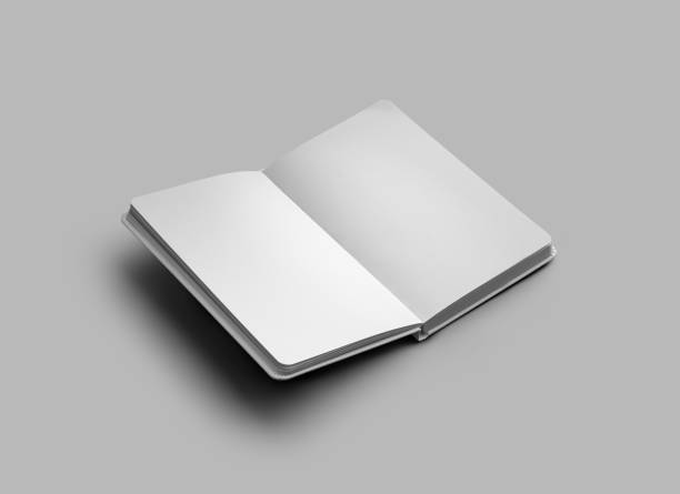 istock Mockup of a white open notebook, clean pages, notepad for sketching, isolated on a background with shadows. 2111869571