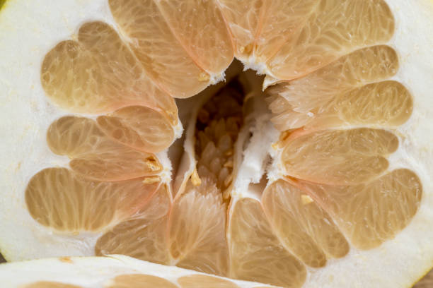 A close up shot of grapefruit, beautiful fruit texture, studio shot.