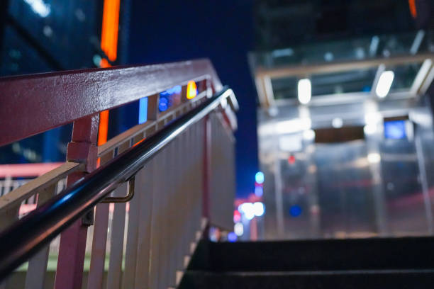 A footbridge in Hong Kong cityscape
