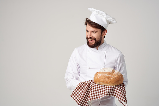 bearded man chef restaurant provision of services isolated background. High quality photo