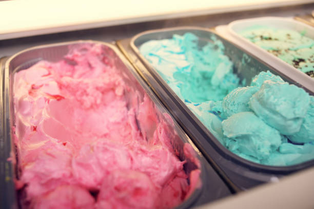 cold dessert fruit sorbet ice cream colorful. High quality photo