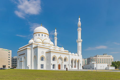 Dubai, United Arab Emirates - November 6, 2023: A picture of the Sheikh Rashid Bin Mohammed Mosque.