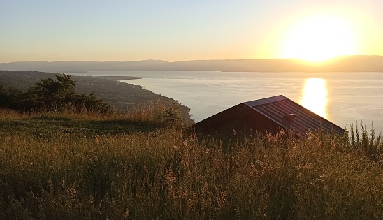 Sunset over the lake Leman, Haute Savoie, France