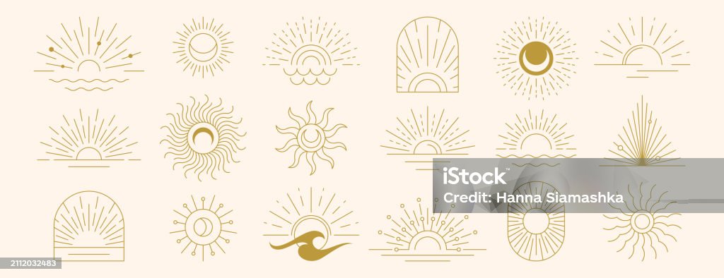 Vector linear boho moon, outline sun logo, light rays and esoteric symbols Vector set of linear boho moon, sunset and light rays. Hand drawn sunburst, golden outline sun line art icons in minimal bohemian style. Mystic magic esoteric symbols, celestial logo design elements. Sun stock vector Vector linear boho moon, outline sun logo, light rays and esoteric symbols Vector set of linear boho moon, sunset and light rays. Hand drawn sunburst, golden outline sun line art icons in minimal bohemian style. Mystic magic esoteric symbols, celestial logo design elements. Sun stock vector