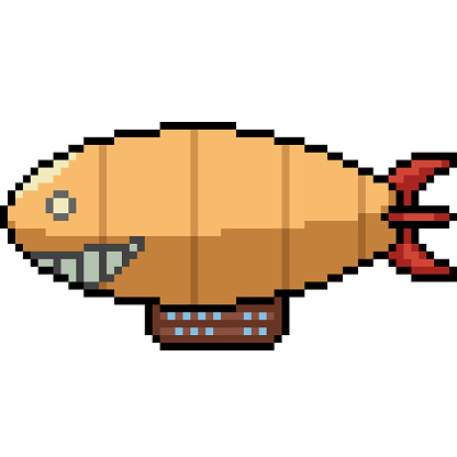 pixel art of airship with face isolated background