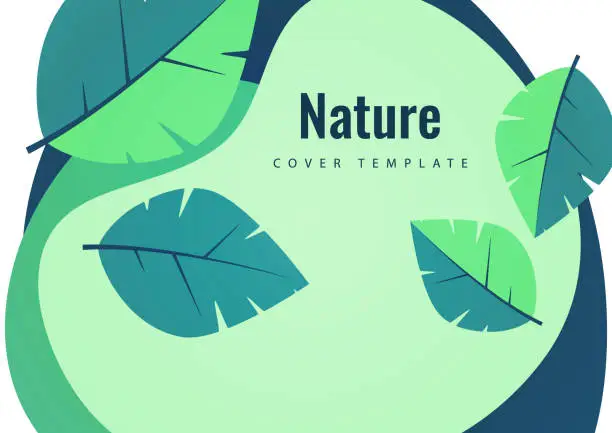 Vector illustration of Abstract leaves on rounded shapes. Suitable for cover, invitation, banner, poster, brochure, placard, card, flyer and other. Vector