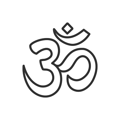 Om symbol, linear icon. Initial mantra. Yoga. Line with editable stroke