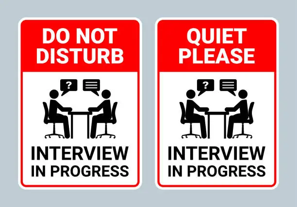 Vector illustration of Interview in progress sign collection