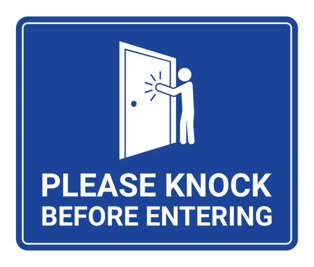 Vector illustration of Please knock before entering sign