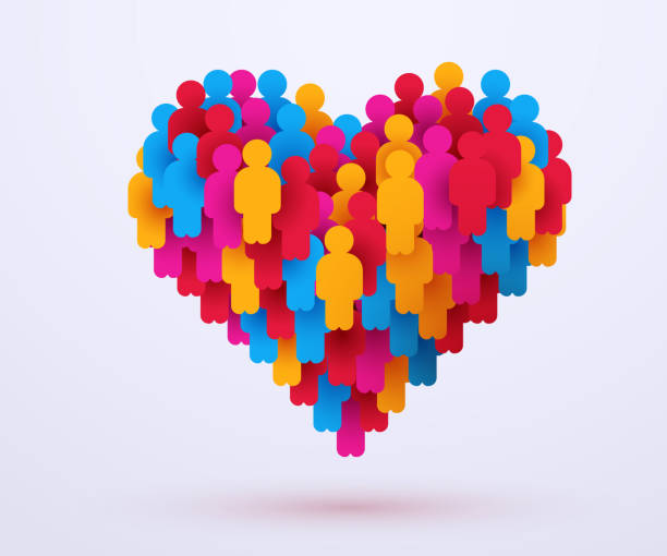 istock Large group of people in shape of heart symbol. 2112075190