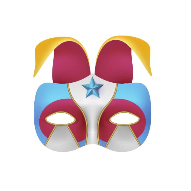 ヴェネツィアのカーニバルマスク。仮面舞踏会。ハーレクインの顔。ブラジルの祭り。マルディグラショー。ジョーカーのコスチューム。ヴェネツィアのパレード。劇場用3d変装。ベクトル � - jester harlequin venice carnival mask点のイラスト素材／クリップアート素材／マンガ素材／アイコン素材