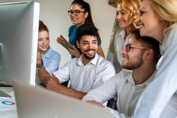 istock Diverse business people in office during brainstorming while discussing new ideas for new project 2112094736