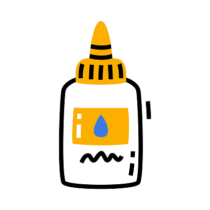 Closed Glue Bottle as School Item for Sticking Vector Illustration. Scholar Object and Primary Education Concept