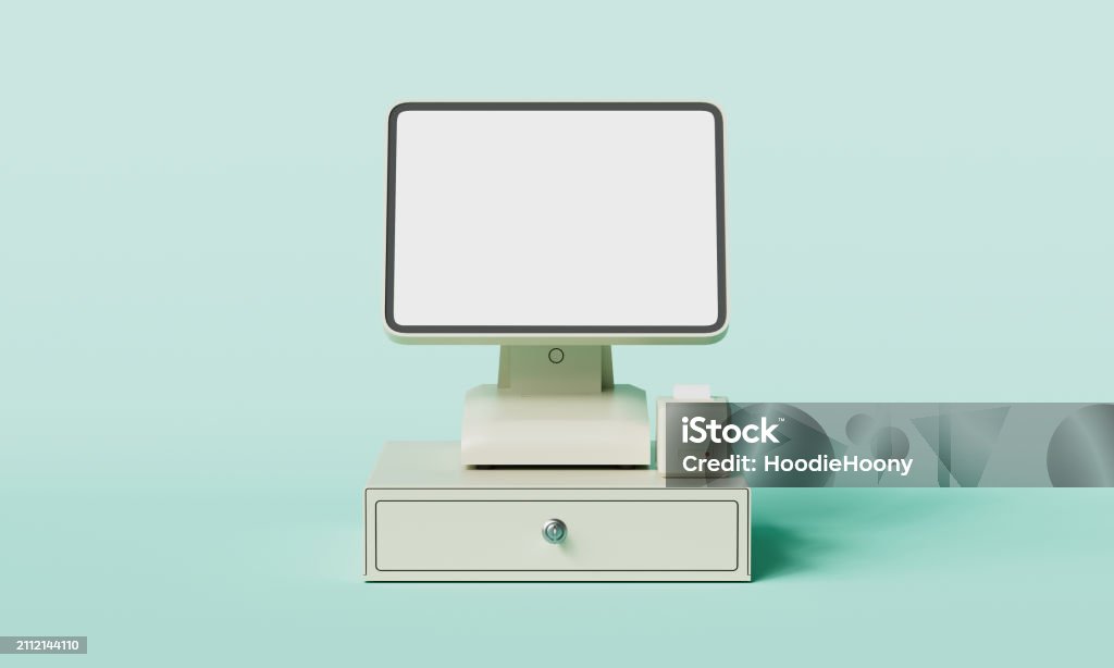 Pos Computer 3d Image Pos System Computer Mock Up 3d Rendering Stock Photo - Download Image ...
