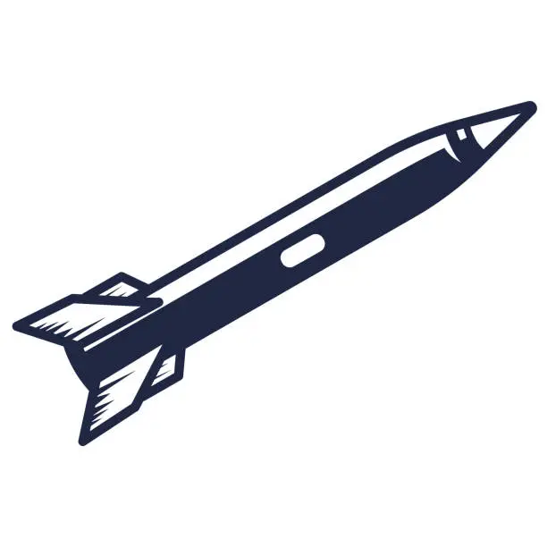 Vector illustration of Retro Vintage Flying Missile Rocket Weapon Bomb for Force Army Military War Illustration Design