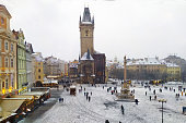 aerial view of old town square, Prague, winter 2024