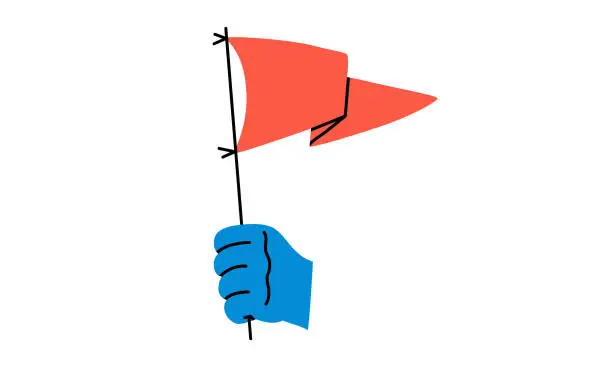 Vector illustration of Hand with red flag illustration