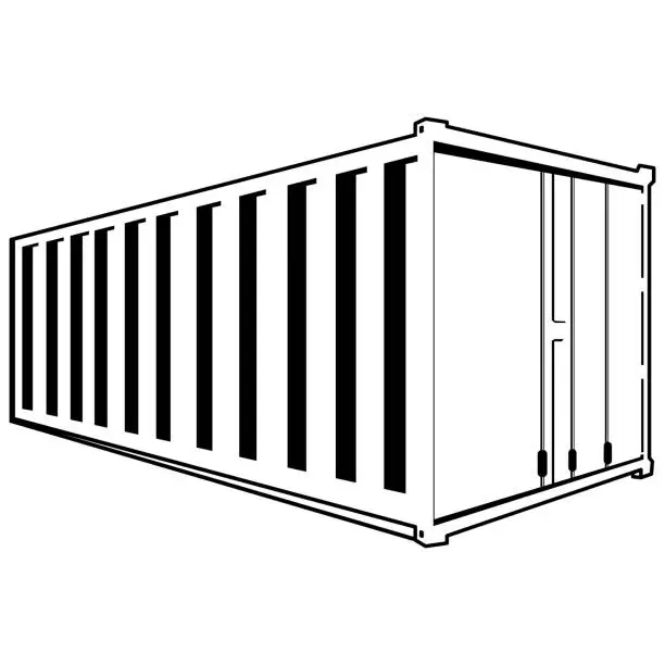 Vector illustration of Vintage Retro Isolated Cargo Shipping Container Metal Box