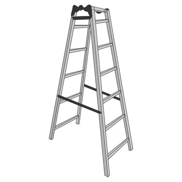 Vector illustration of Isolated of Aluminum Folding Ladder on White Background