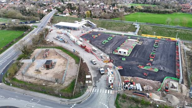 istock Aerial view of EWR Winslow Station Construction 2112201111