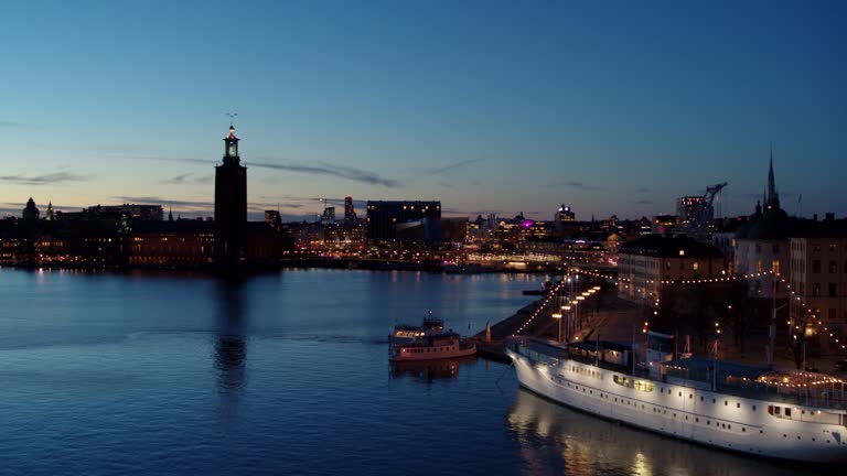 Drone over the capital in Sweden, Stockholm.