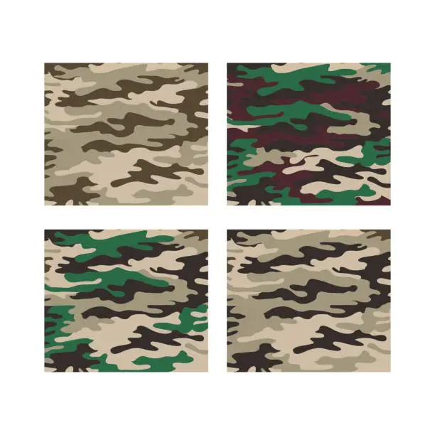 Vector illustration of Seamless Camouflage Pattern Army Military Motif Background for Camo Khaki