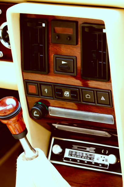 istock Retro car equipment with old fashion dashboard 2112216541