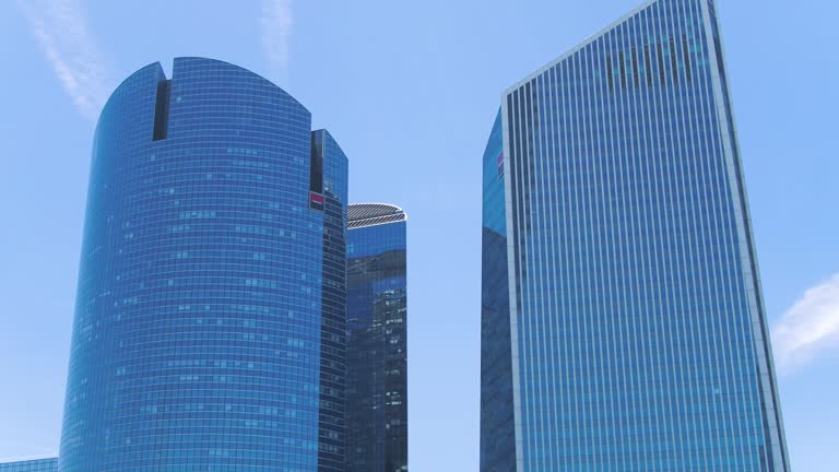 Aerial Dynamic View of La Défense: Paris Skyline with Landmarks. From Nature to La Défense