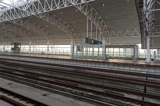 Low angle view of modern ceiling in city of China.