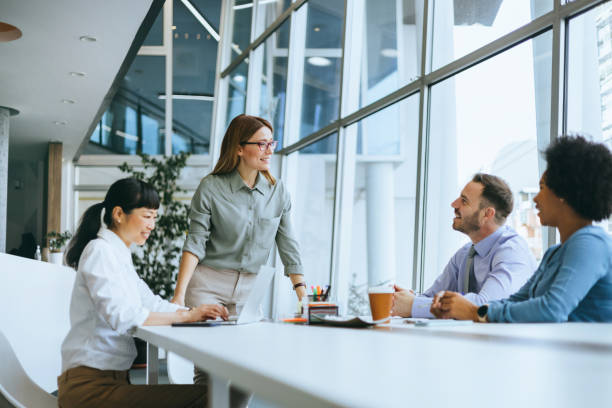 Professional presenting during a business meeting
