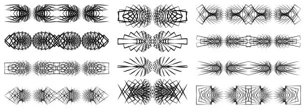 Vector illustration of Abstract ornament set on white background. Maori neo tribal tattoo collection in gothic style