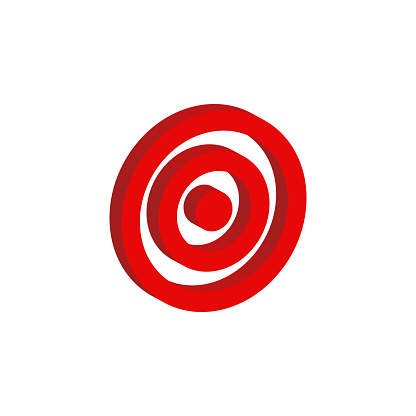 3d red target vector icon. Three rings on white background. Success sign.