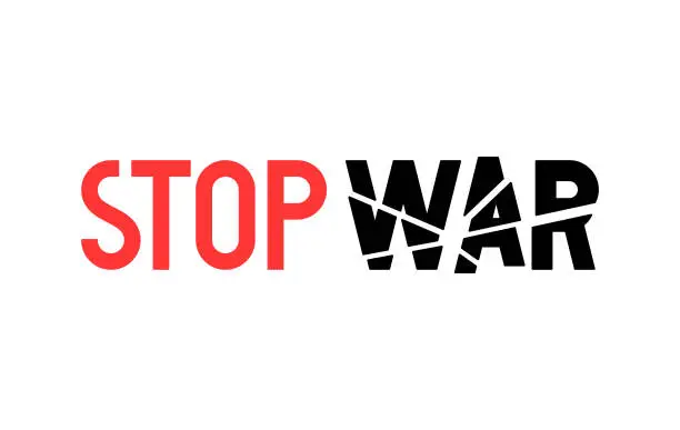 Vector illustration of Cracked stop war vector logo.