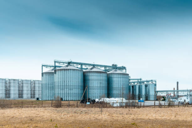 istock Modern complex for drying,cleaning and storage a grain.Overcast blue cloudy sky spring,autumn background. 2112352081