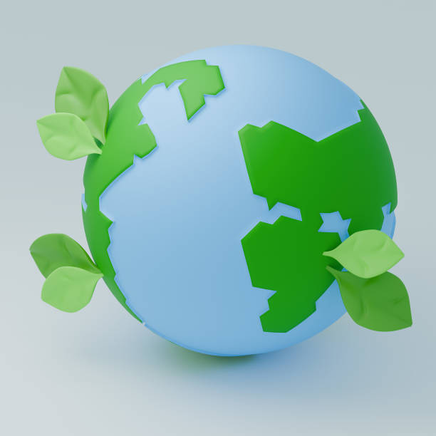 istock Eco-friendly and green energy ecosystem illustration, Renewable energy, recycling, and reforestation. 3d render. 2112374576